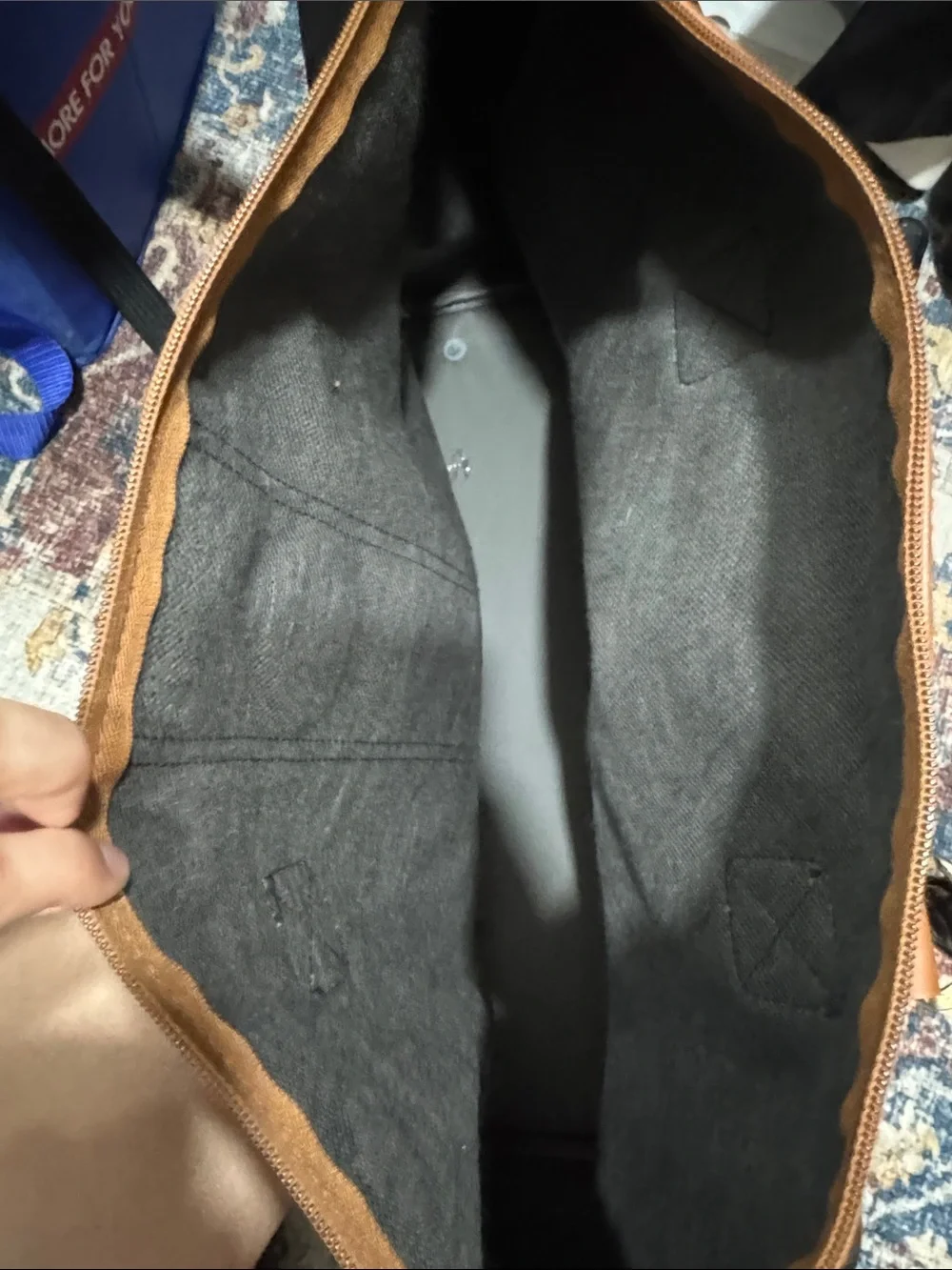 Vintage inspired Black and Brown Leather-Trim Travel Tote